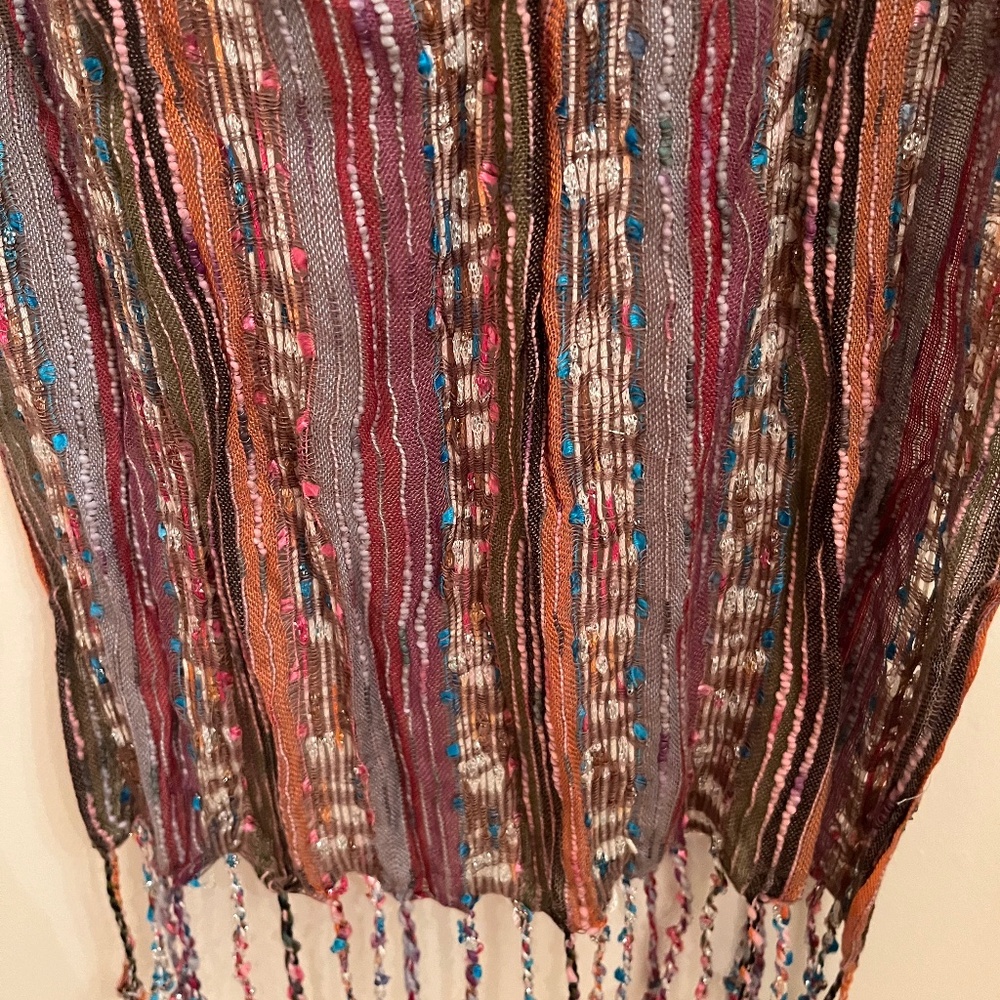 Bohemian multicolor scarf with fringe